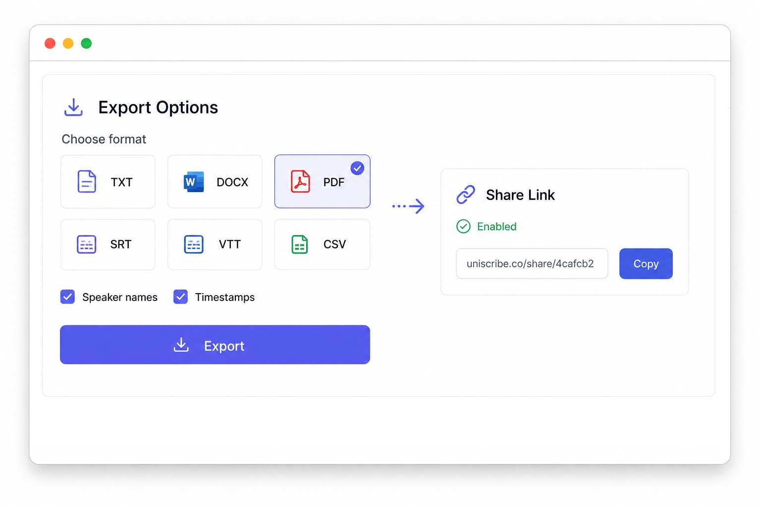 Export and Share